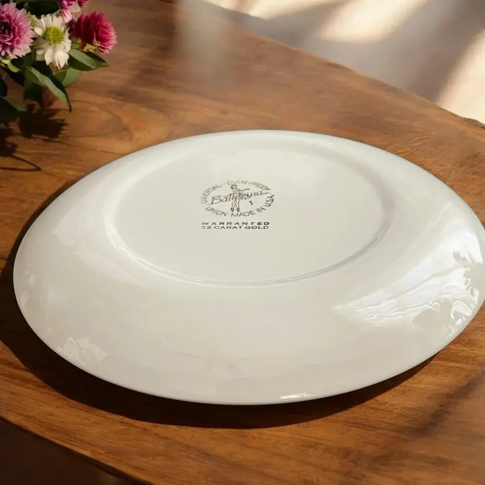 Vtg. Rare Universal Ballerina Gold Wheat Salad Plate Union Made USA 50s Bow Mod